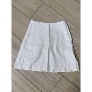 Capulet Women's A-Line Button Front Linen Skirt Light Beige Size XS Pre-Owned